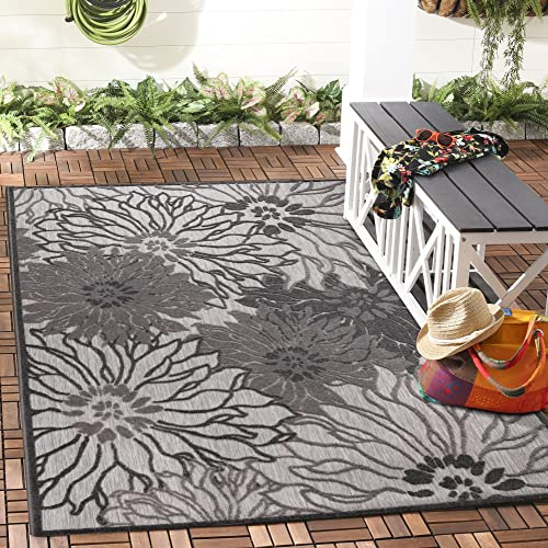 Impression Outdoor Teppich Wetterfest - Balkon Teppich Wasserabweisend - Teppich für den Innen und Außenbereich, Terrasse, Garten, Wohnzimmer, Bad oder Küche - Dunkelgrau, 160 x 230 cm