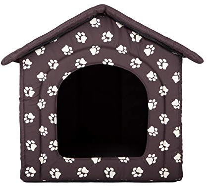Hundehütte Hundehaus Hundehöhle für kleine mittelgroße und große Hunde - Katzenhaus, Katzenhöhle - Hundeliegen mit herausnehmbarer Dach - Standard - Größe: - Braun mit Pfoten