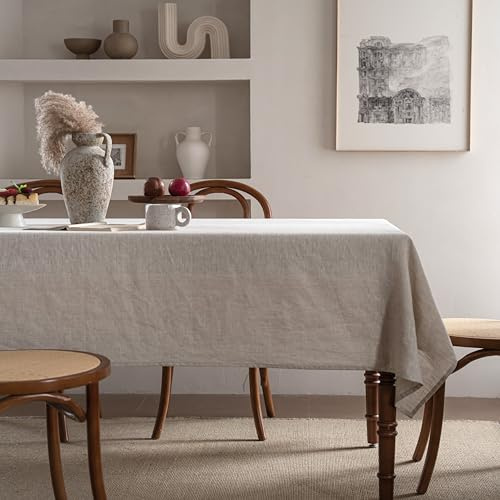 CHUFFED 100% Leinen Tischdecke Rechteckige Tischdecke-Hochwertige Leinen Stofftischdecke für Küchentisch und Esstisch, Natürliche Eleganz für Ihr Zuhause (Natur, 140 × 300 cm)