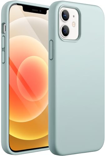 JETech Silikon Hülle für iPhone 12/12 Pro, Agavengrün | Seidig Weiches Gefühl, Stoßschutz, Kratzfest, Mikrofaser-Innenfutter