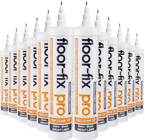 Floor-Fix Pro - Colle Carrelage et Parquet | Fixation Rapide et Durable | Embout Seringue Intégré | Idéal pour Carreaux Français | Répare Sols, Transparent, Taille 1, Co-Polymer