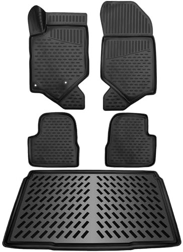 ELMASLINE 3D Gummimatten & Kofferraumwanne Set für OPEL Mokka B 2021-2025 (unterer Ladeboden) PASST Nicht IN Elektro | Hoher Rand | Fußmatten Kofferraummatte | Mokka-B