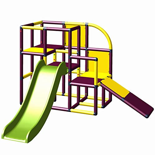 move and stic Torre da arrampicata IRIS con scivolo e obliquo per bambini, giallo, magenta 6476