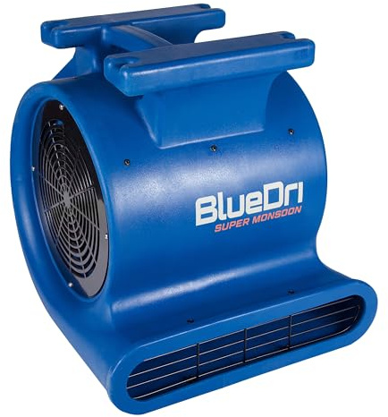 BlueDri Super Monsoon 1 HP, 4050 CFM Air Mover Blower Fan for Water Damage Restoration Carpet Dryer Floor Home and Plumbing Use, Blue, BD-SMNSN
