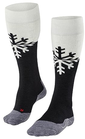 FALKE Damen Skisocken SK2 Intermediate W Kh Wolle Funktionsmaterial warm dick 1 Paar, Schwarz Black-Mix 3010, 37-38