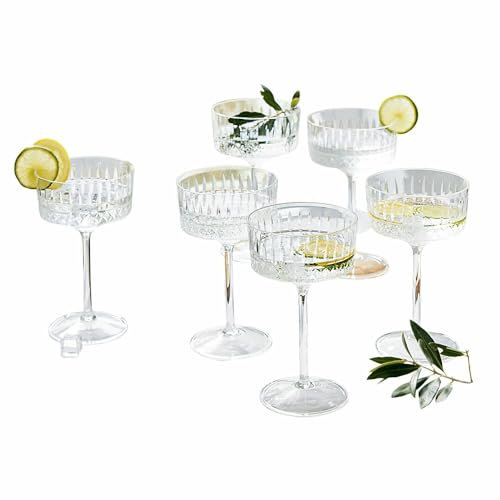 LOBERON Sektglas 6er Set Deion, mundgeblasen, kunstvoller Schliff, luxuriöses Design, Tischaccessoires, Schaumweingläser, Glas, klar