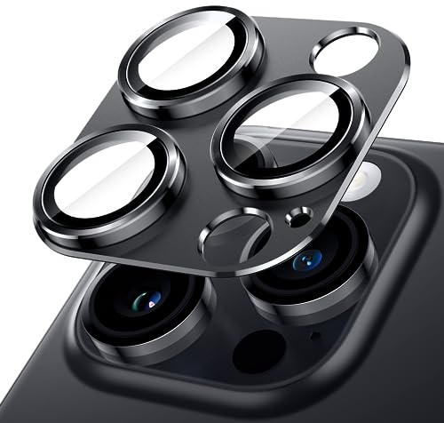 JETech Kameraschutz Schutzfolie für iPhone 14 Pro/14 Pro Max, Space Schwarz | Full Screen 9H Gehärtetes Glas Schutzfolie, Matte Metalloberfläche, Hüllenkompatibel, HD Klar