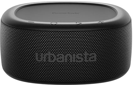 Urbanista Malibu Vattentät Solcellsdriven Bluetooth-högtalare (IP67), Trådlös bärbar högtalare med 20W ljud, 45h batteritid och stereokoppling, Perfekt för utomhusbruk, resor och inomhus - Svart