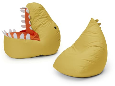 Lumaland barnsittsäck set Dino, 2 delar. | Sittsäck för utomhus och inomhus | fåtölj BZW. Barnsoffa med fyllning, perfekt för barnrum | fåtölj: 1 x dino, 1 x monster