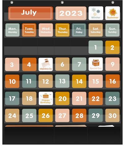 ANSTROUT 46 + 3 fickor kalender fickdiagram med 92 kort för klassrum, stor storlek: 73 x 61 cm svart månadskalender och väderficktabell för barn som lär sig för hem eller skola