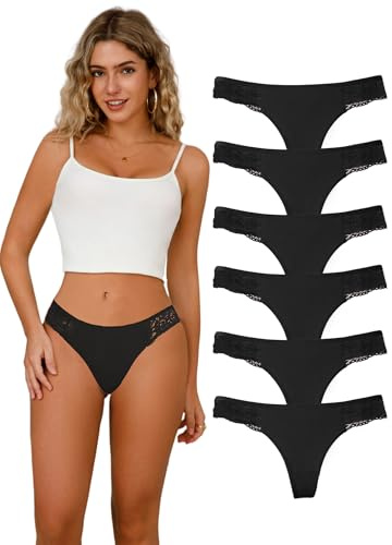 Hialegion Perizoma Donna Cotone G-String Thong Tanga Donna Cotone Mutande Intimo Femmina Senza Cuciture 6 Pezzi S-3XL