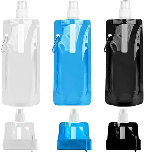 Sunshine smile Faltbare Trinkflasche,3 Stück 500ML Trinkflasche Faltbar,Wiederverwendbare Faltbare Wasserflasche,BPA FREIE,für Outdoor-Sport,Radfahren,Wandern