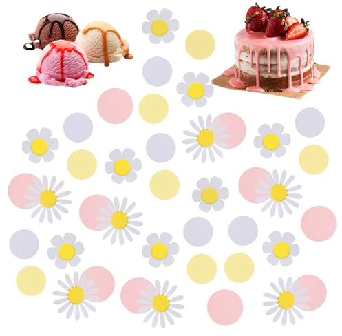 Disnace 100 Stück Daisy Flower Confetti, Sonnenblumen Papierkonfetti, Konfetti Streudeko, Confetti Geburtstag Tischdeko, Gänseblümchen Papierkonfetti Konfetti, Geburtstag Babyparty Deko (Pink)