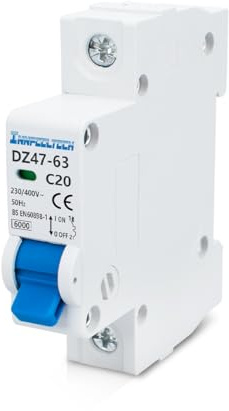Innfeeltech 1 mini - disjoncteur de 20 ampères 230v mcb unipolaire type B pour montage sur rail DIN