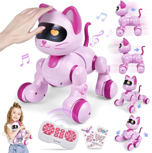 Joellfuner Chat Robot Télécommandé, Robot Programmable pour Enfants, Jouet Intelligent Robot Interactifs Pet, Cadeaux Créatifs pour Garçons et Filles 3-12 Ans