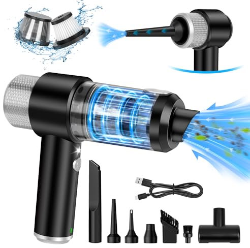 Handstaubsauger Akku Handstaubsauger Kabellos 15000Pa Autostaubsauger 4 in 1 Aufladbar Tragbar Leicht Akkustaubsauger Staubgebläs für den Auto, Haus, Büro, Tierhaare
