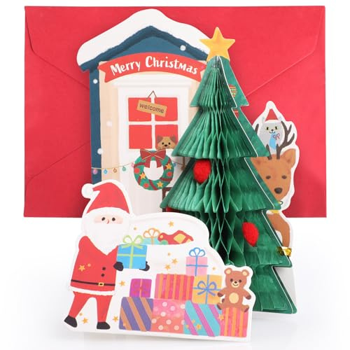 GeeRic 3D Pop Up Grußkarten Weihnachten, Weihnachtsbaum-Grußkarte - 3D Weihnachtskarte für Frau, Freundin & Mutter - Popup Glückwunschkarte