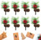 XIAQICA 24 Piezas Ramas de Pino Artificial con Piñas, Frutos Rojos y Agujas de Pino Verdes Ramas de Bayas Agujas de Pino Simuladas Navideñas Decoración de Corona de Navidad Ramos Decorativos