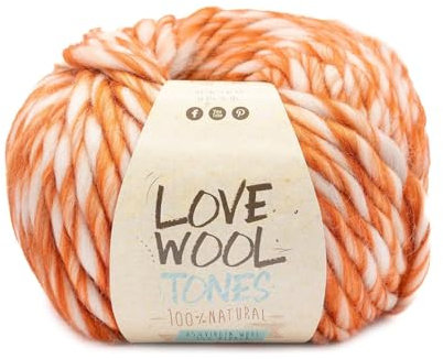 Katia Love Wool Tones | dicke Wolle orange, Dochtgarn Schurwolle und Alpaka zum Stricken und Häkeln | 100g 50m (206 Orange)