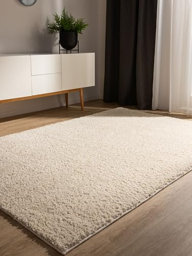 benuta Basic Tappeto a pelo lungo per soggiorno Sohari - Crema 360 x 460 cm - Look minimalista - Morbido e lavabile - Per camera da letto, corridoio o sala da pranzo - Adatto per riscaldamento a