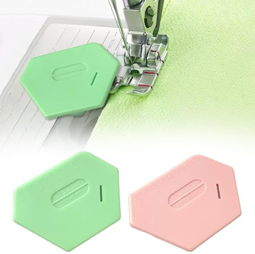 Guía de costura de 2 piezas para máquina de coser con escala, guía de costura magnética para máquina de coser, calibre magnético fuerte poligonal, accesorios de costura universales (verde + rosa)