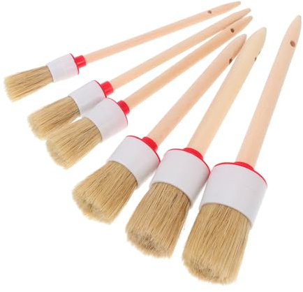 Angoily 6stücke Teiliges Holzgriff Borstenpinsel Rundkopf Flexibel Langlebig Für Lack Farbe Klarlack Vielseitig Zum Autopflege Und Haushaltsreinigung Geeignet Für Feine Detailarbeiten