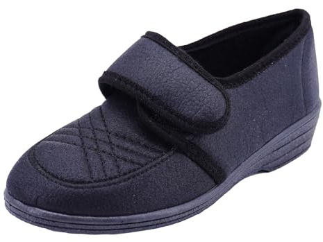 JOMIX Ciabatte Donna Invernali Pantofole Ortopediche Chiuse con Strappo Pelose Calde Scarpe Anatomiche da Casa Inverno per Anziani e Signora Comode Antiscivolo ITD2516 Nero 39