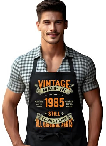 DCG PRINTWEAR 40th Birthday Apron for Men – Born in 1985 Funny Novelty Gift – 40 Years Old Cooking or BBQ Present for Dad, Husband, Grandpa