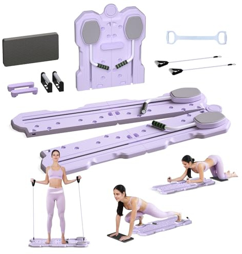 Pilates Board Equipment,6 in 1 Pilates Reformer Machine Set für Zuhause mit Ab Roller,Resistance Bands,Home Workout Equipment Fitness Geschenk