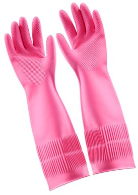 WATERBELINE Guantes de cocina resistentes al agua para lavavajillas, cómodos de llevar, guantes de látex antimanchas para uso doméstico