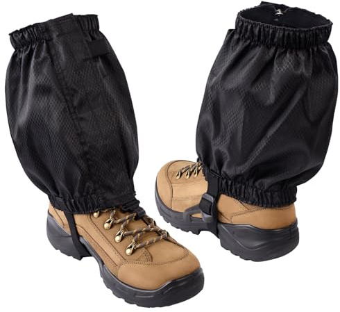 CampTeck U7311 wasserdichte Knöchelgamasche Gamaschen Wandern Kurz - Widerstandsfähig, Winddicht, Leicht, mit Reißverschluss und verstellbarem Riemen - Unisex - Schwarz