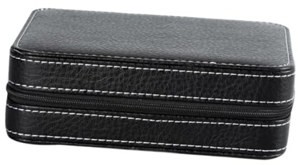 misppro Joyero organizador de joyas de viaje de piel sintética, estuche de viaje para aretes, anillos, collares, gemelos, 7.09 x 5.51 x 2.36 pulgadas, color negro