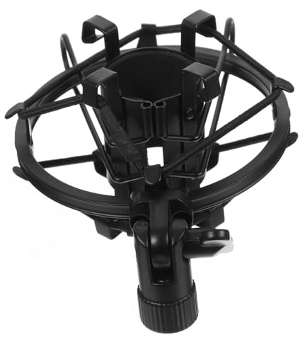 Supporto Microfono a Sospensione in Metallo Nero, 1 Pezzo | Clip da 2, 5cm e Interfaccia Inferiore 1, 5cm, Regolazione Angolo, per Voce fuori Campo e Registrazione