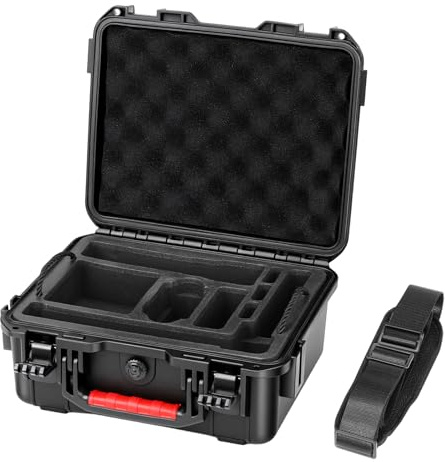 AMAZEAR Funda rígida impermeable para DJI OSMO Action 6, accesorio Action6 Pro, caja de transporte de doble capa a prueba de golpes, funda rígida de viaje con interior de EVA suave, correa para el