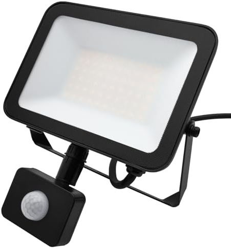 LED Floodlight 50W Black 4000K with Detachable PIR Sensor FL4K50W