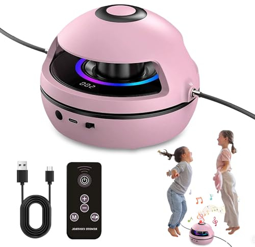 Elektronisches Springseil Kinder, Automatisches Elektrisch Springseil mit Zähler & Fernbedienung, 1–10 Geschwindigkeitsstufe Intelligente Sprungmaschine, Lustige Geschenke für Jungen und Mädchen(Rosa)