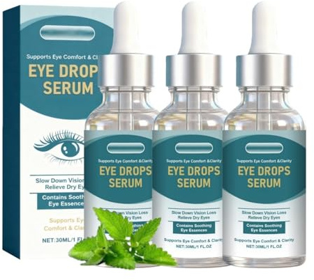 Augentropfen Gegen Trockene Augen,Befeuchtung,Langanhaltend,Linderung Und Pflege,Hyaluron Augentropfen Trockene Augen,Nano Eye Drop Serum,Natürliche Inhaltsstoffe Augenpflege Tropfen,30ML(3 Stück)