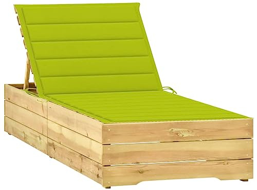 Genérico Tumbona con cojín Verde Brillante Madera de Pino impregnada,Mobiliario,Muebles de jardín,Asientos de Exterior,Tumbonas,Verde,41.45 kg,3065920