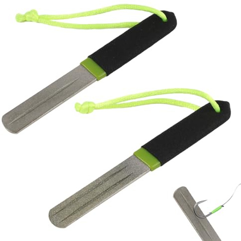 Dart Point Sharpener, Diamond Grinding File for Dart Accessories, Double-Groove and Single-Groove Design, Portable Sharpening Tool for Darts & Fishing Hooks with Anti-Slip Handle 2PCS