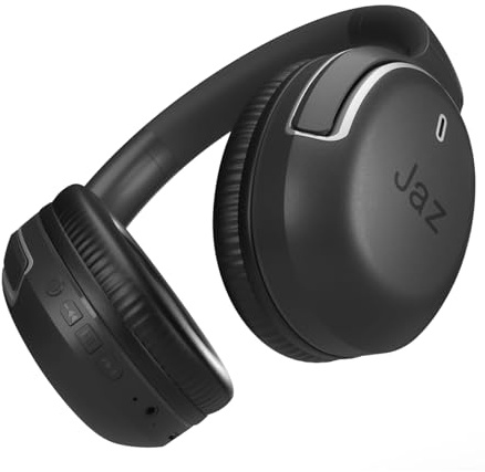 JAZ Pro Aero, Casque sans Fil on-Ear, Faible Latence, Microphone et Commandes Intégrés, Câble USB-C et Instructions Inclus, pour Smartphone, Tablette, Ordinateur Portable, 10h d'Autonomie, Noir