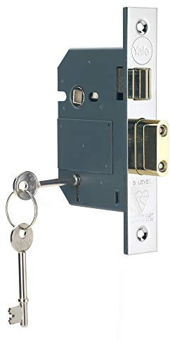 Yale B-BSSL-3.0-CH British Standard 5 Lever Mortice Sashlock, Boxed, Suitable for External Doors, Chrome Finish, 3 Inch/76 mm