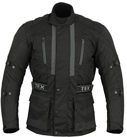 Texpeed Veste moto homme homologué avec armure protection - Hiver/été blouson motard imperméable avec blindé CE (EN 1621-1) Noir - L