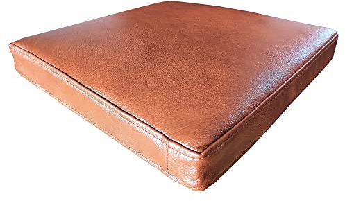 Antic Braun Echtleder Sitzkissen Lederkissen Sitzpolster fur Sessel Stuhle Echt Leder Kissen Sitzauflage Auflage Glatt Modell (40 x 40 cm)