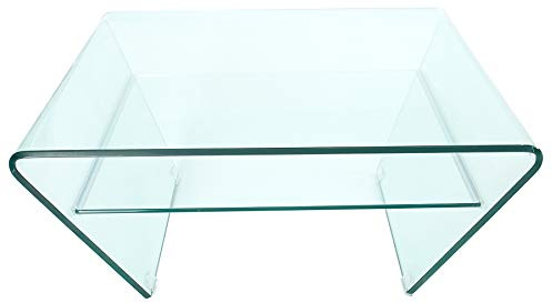 invicta INTERIOR Moderner Glas Couchtisch FANTOME 70cm Trapez mit Ablage transparent Glastisch Wohnzimmertisch Tisch