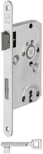 JUVA Einstemmschloss Zimmertür Einsteckschloss 72 mm mit Flüster-Falle - H10402 | BB - Buntbart | Zimmertür-Schloss für DIN-Rechts Türen | MADE IN GERMANY | 1 Stück - Türschloss silber mit Schlüssel