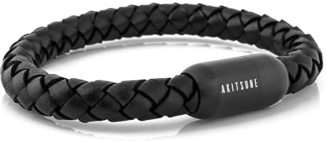 Akitsune Portus Segeltau Lederarmband | Magnetischer Kapselverschluss Armschmuck Damen Anker Herren Maritim
