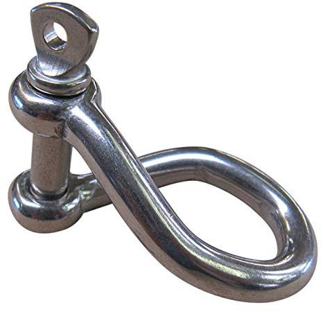 Twisted Shackle - 316 Stainless Steel - Suitable for Attaching Sail Clews - M10 - Pack of 1