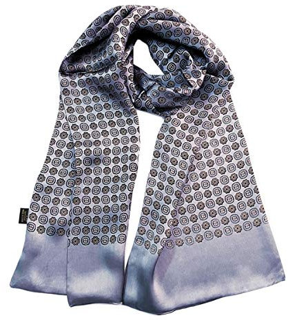 XUYUZUAU Herren 100 Seidenschal Doppellagig Mode Halstuch Formal Casual, Blume, Diamantgrau, Einheitsgröße