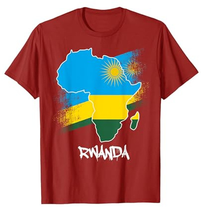 Rwanda Drapeau Carte Afrique J'aime Rwanda T-Shirt, Homme, Canneberge, L