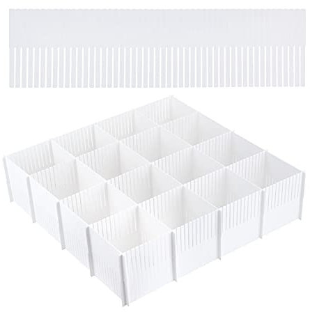 GesangF 20PCS DIY Plastic Grid Drawer Dividers, Large Adjustable Drawer Storage Organizer (38cmx11cm) for Clutter Kitchen Cutlery Dresser Makeup Tools Socks Can Help Tidy Office Desk Clinic Bedroom
